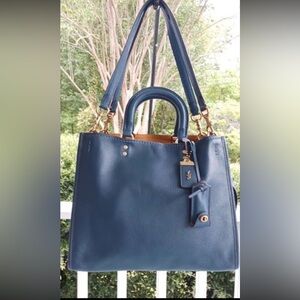 Coach 1941 Rogue 30 Denim Blue Leather Triple Compartment 20315